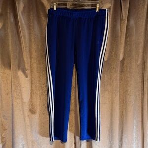 Adidas Royal Blue Tricot Snap Pants with White Stripes Size XL